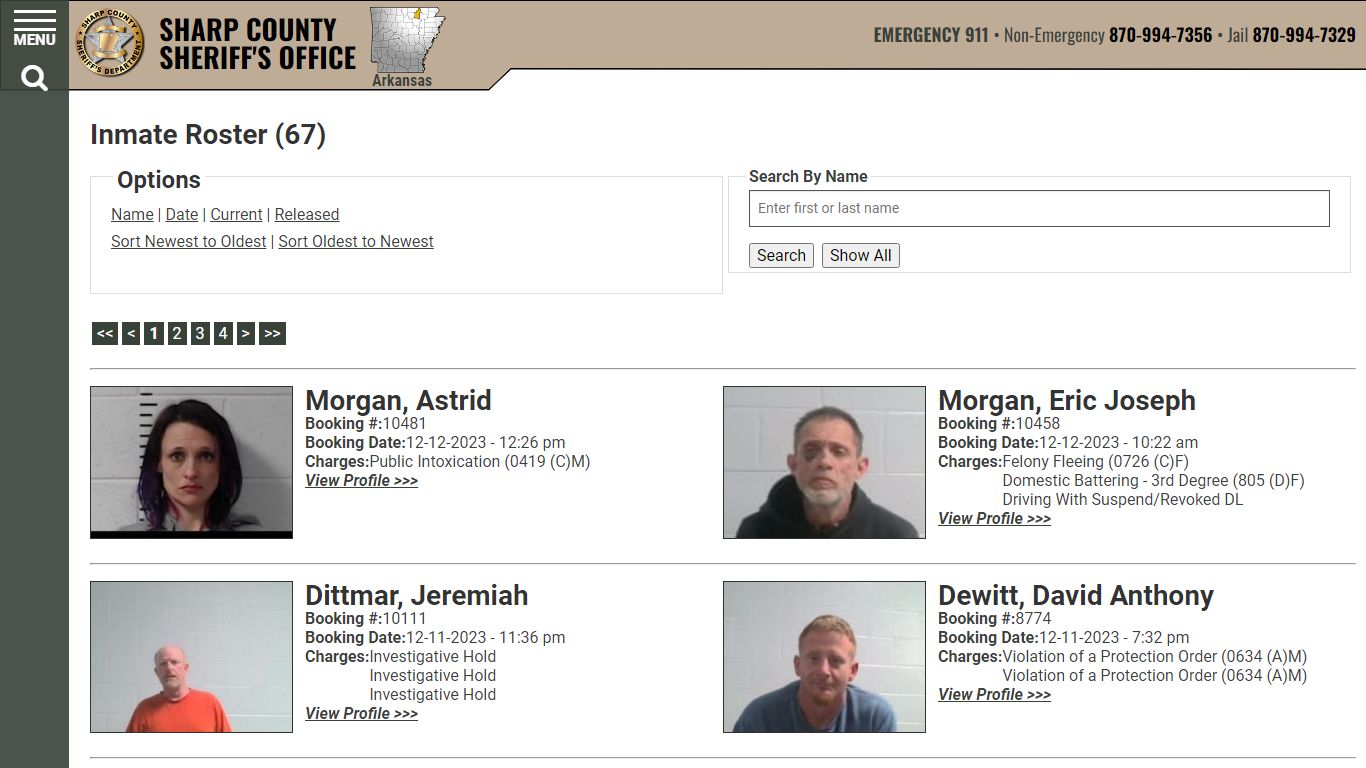Inmate Roster - Current Inmates Booking Date Descending - Sharp County ...